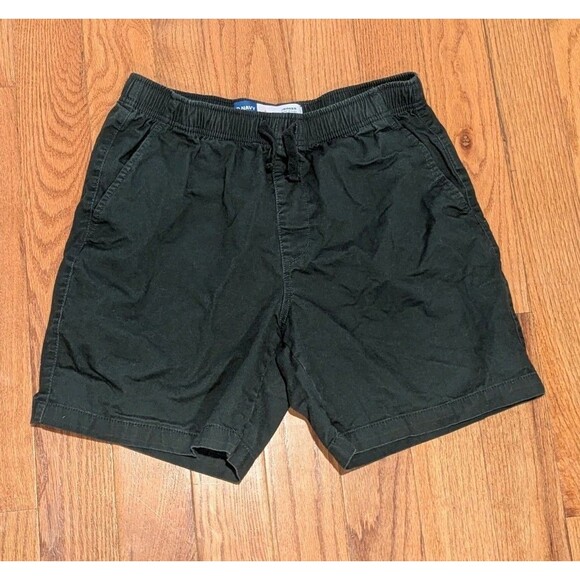 Bundle of 2 - Black Linen Blend & Green Cotton Blend Pull On Jogger Shorts - Picture 2 of 9
